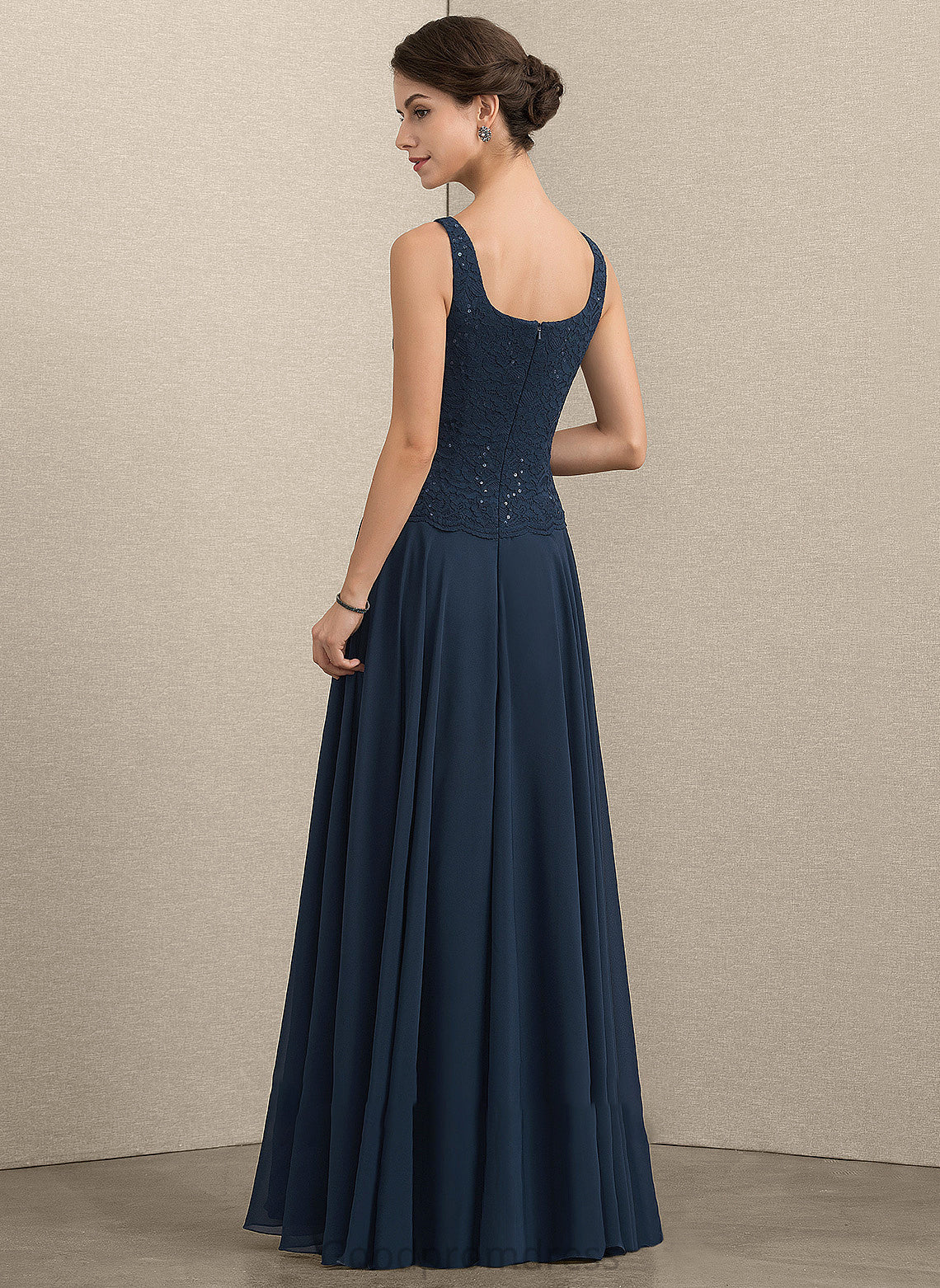 Sequins Bride Chiffon Dress Mother of Mother of the Bride Dresses the With Floor-Length Lace A-Line Laila Square Neckline