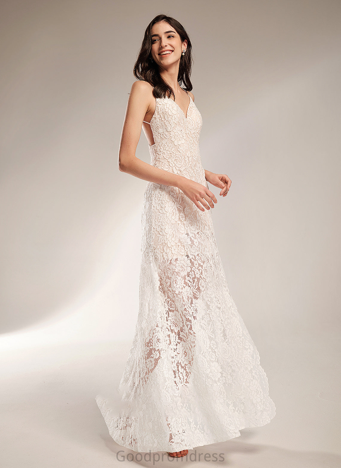 Split V-neck Dress Wedding Dresses With Nicola Sheath/Column Floor-Length Front Wedding