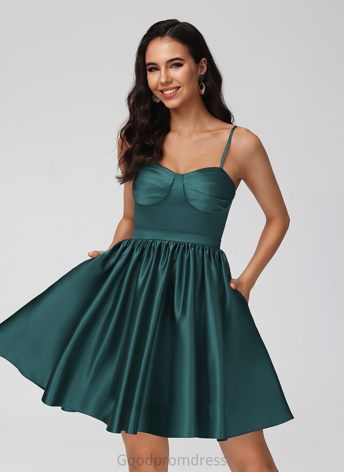 Homecoming Dresses With Short/Mini Sweetheart Satin Pockets Homecoming Dress A-Line Haylie