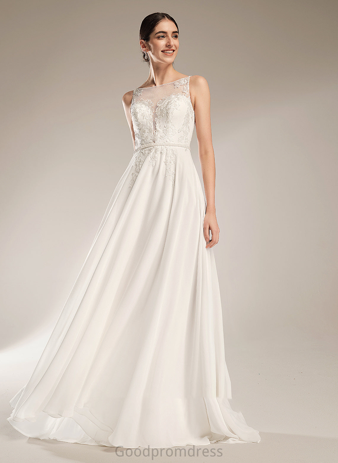 Zara Train Wedding Dress A-Line With Sweep Lace Sequins Illusion Wedding Dresses