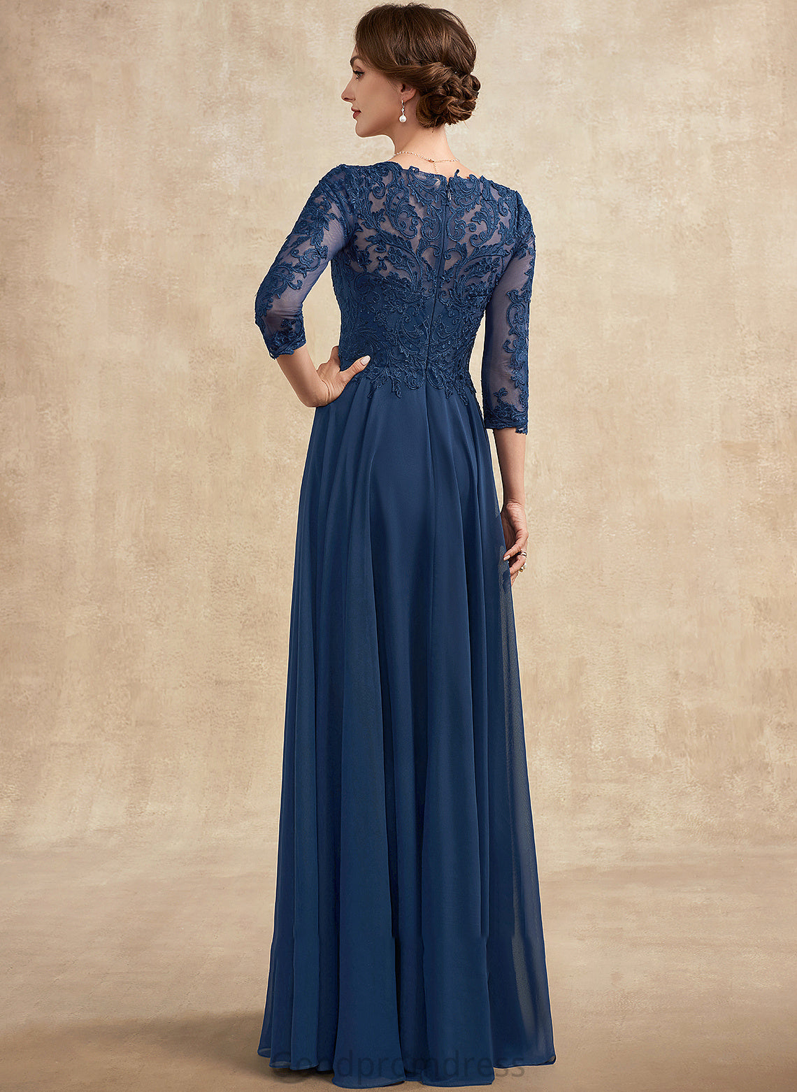 the Mother Floor-Length Bride Mother of the Bride Dresses Lace Chiffon V-neck of A-Line Gillian Dress