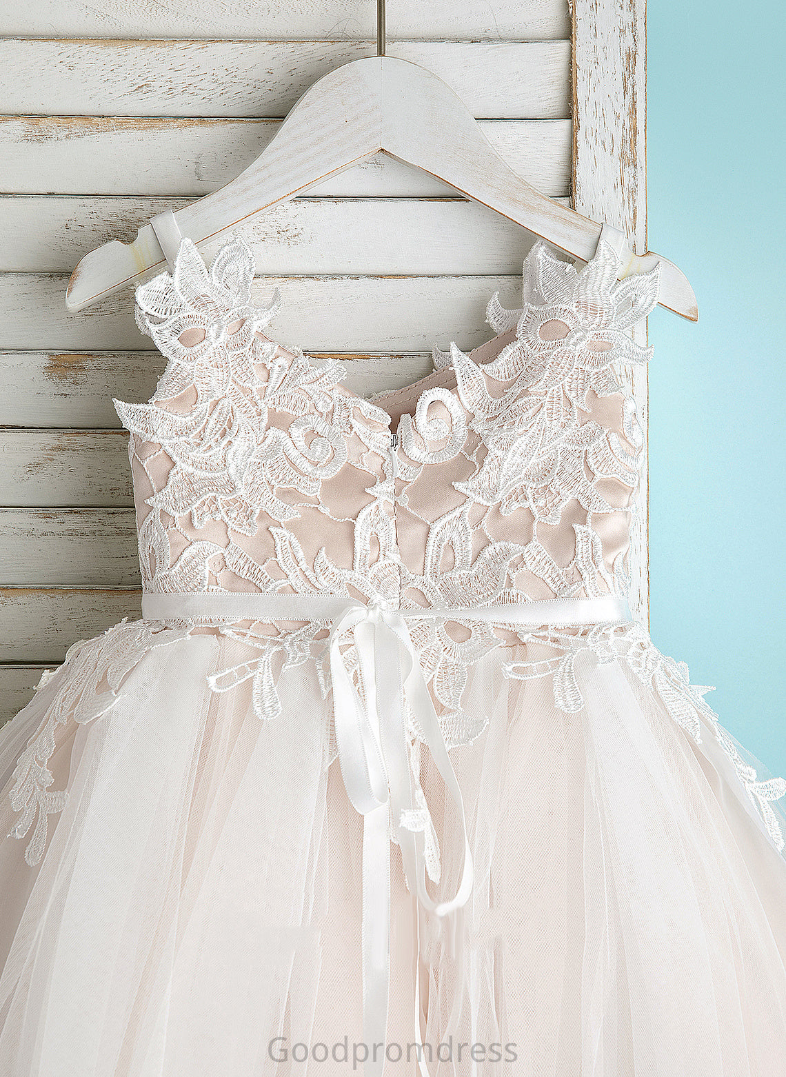 Flower Girl Dresses Dress V-neck/Straps Knee-length Flower Girl - Tulle/Lace Sleeveless A-Line Jaden