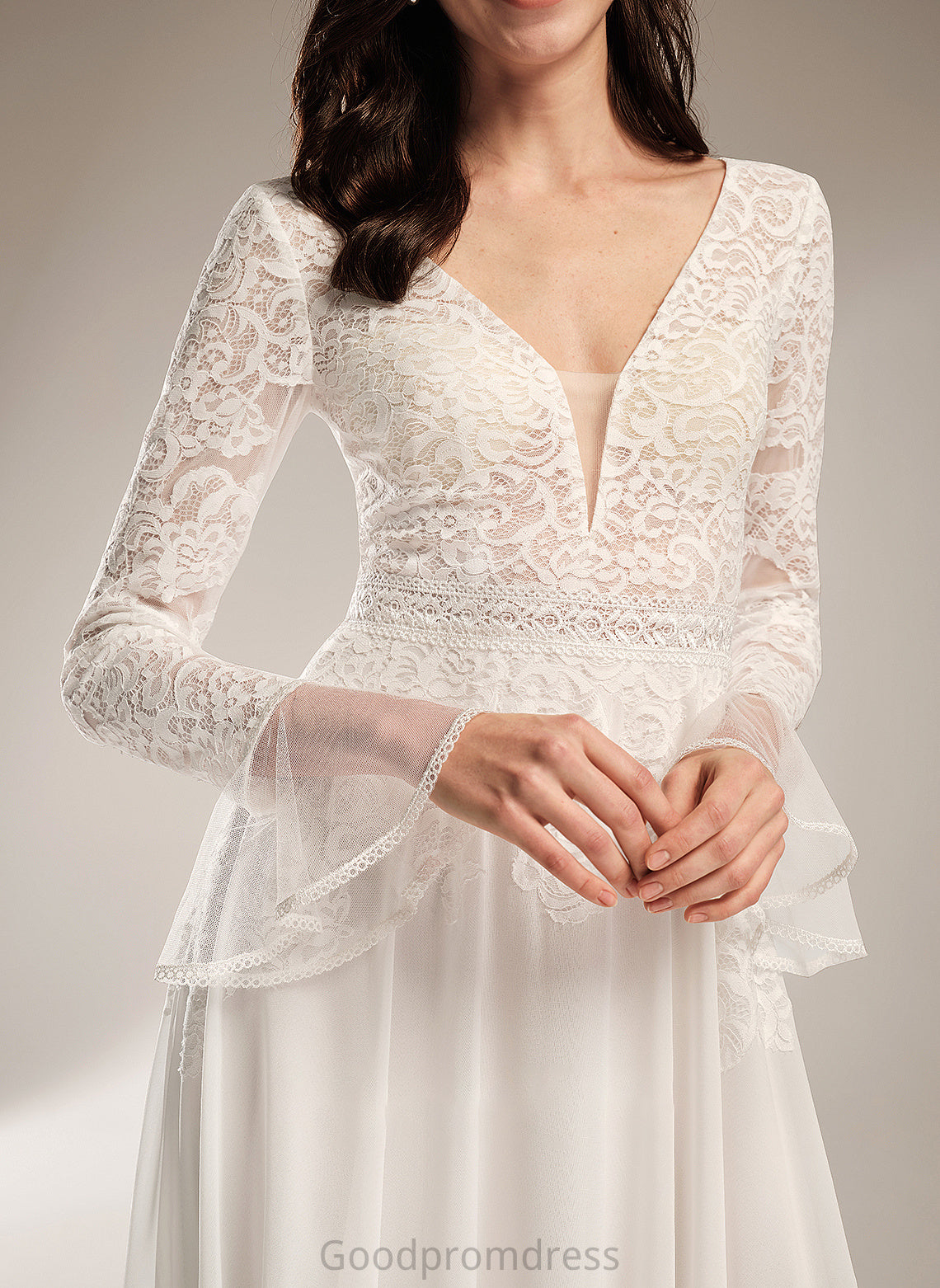 Wedding Dresses A-Line Train Wedding V-neck With Dress Charlee Ruffle Court