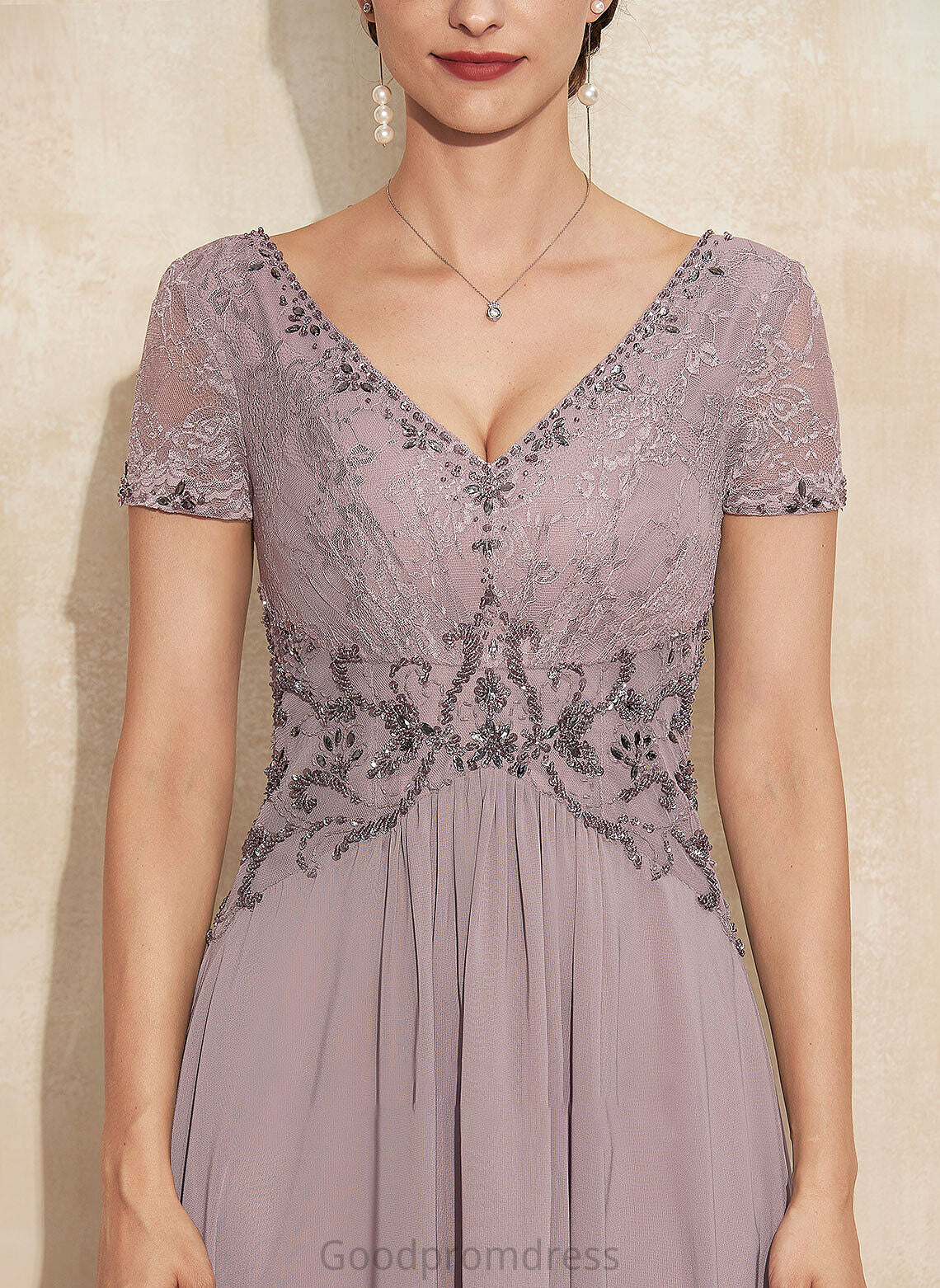 V-neck Lace Mother of the Bride Dresses Dress With Mother Karina Chiffon Beading the Bride A-Line of Asymmetrical