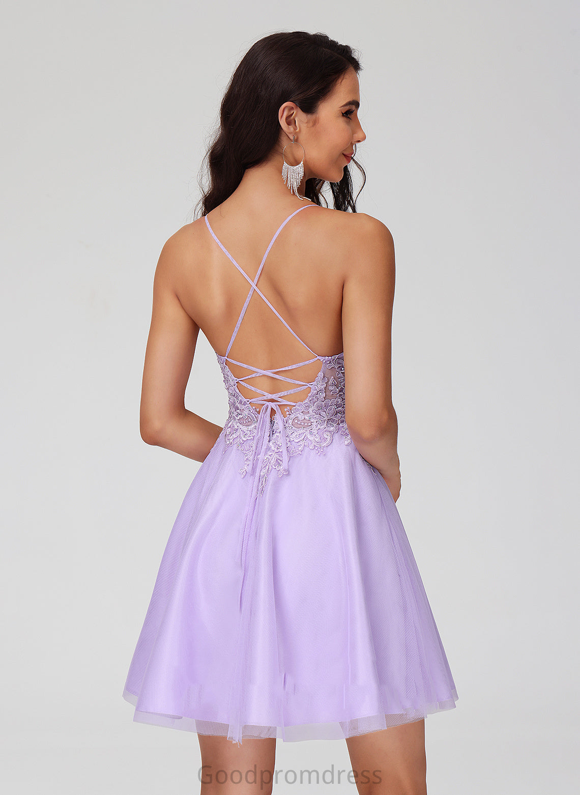 Dress Beading With Tulle V-neck Lace Homecoming Short/Mini A-Line Homecoming Dresses Roberta