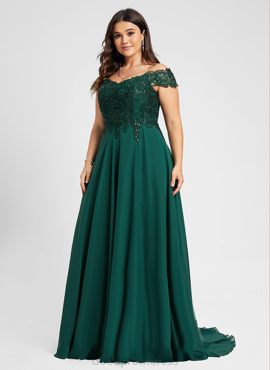 Sequins Chiffon Lace With Prom Dresses Off-the-Shoulder A-Line Train Setlla Sweep