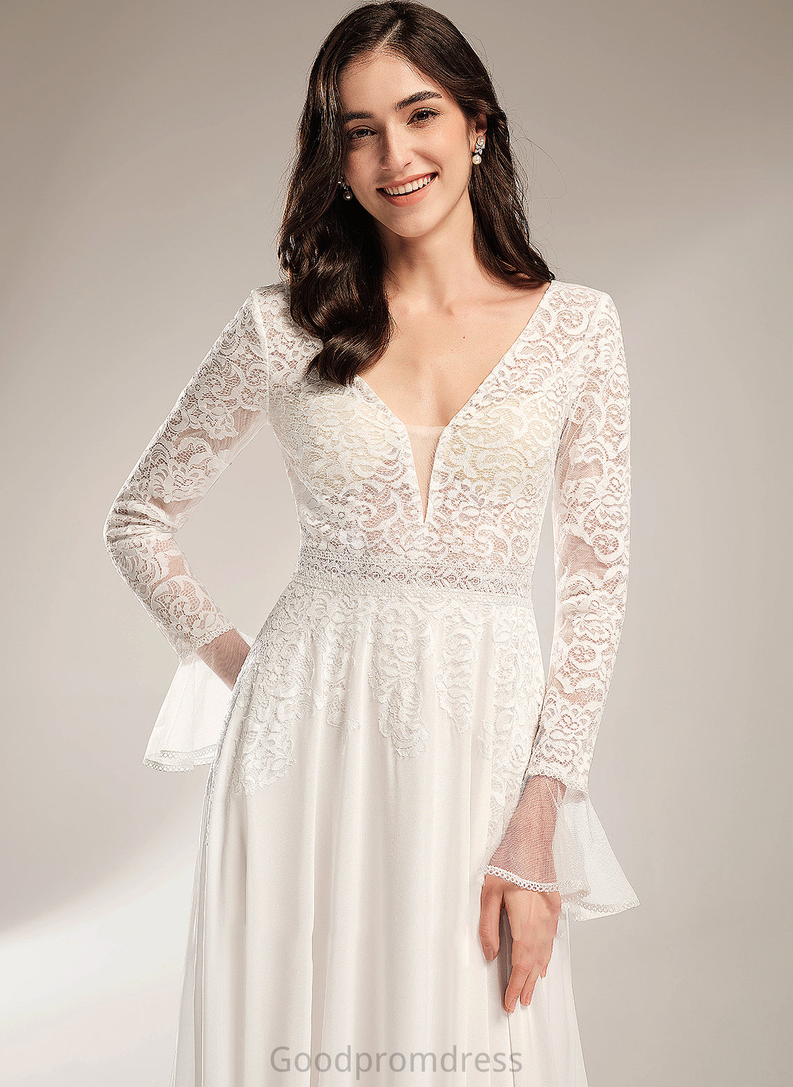 Wedding Dresses A-Line Train Wedding V-neck With Dress Charlee Ruffle Court