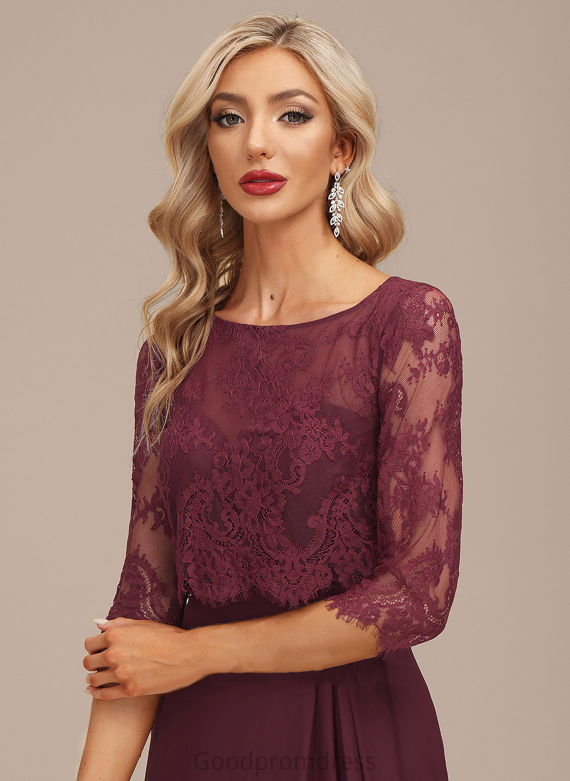 Ruffle Knee-Length Lace With Neck Cocktail Dress Chiffon Scoop Sheath/Column Cocktail Dresses Urania