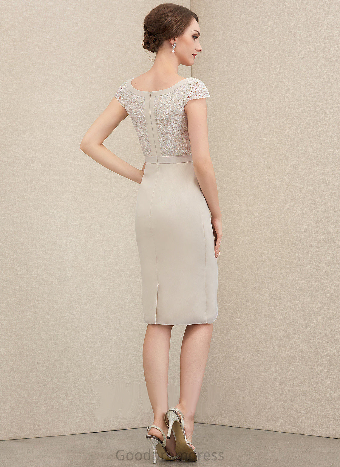 the Bow(s) Mother of the Bride Dresses Bride of With Mother Chiffon Martina Knee-Length Lace Dress Sheath/Column V-neck