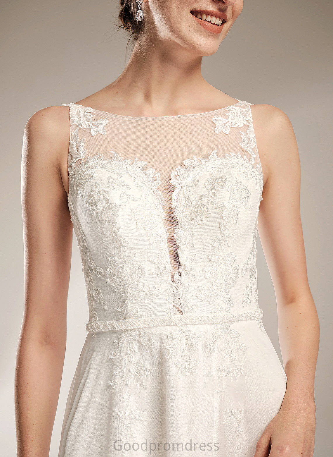 Zara Train Wedding Dress A-Line With Sweep Lace Sequins Illusion Wedding Dresses