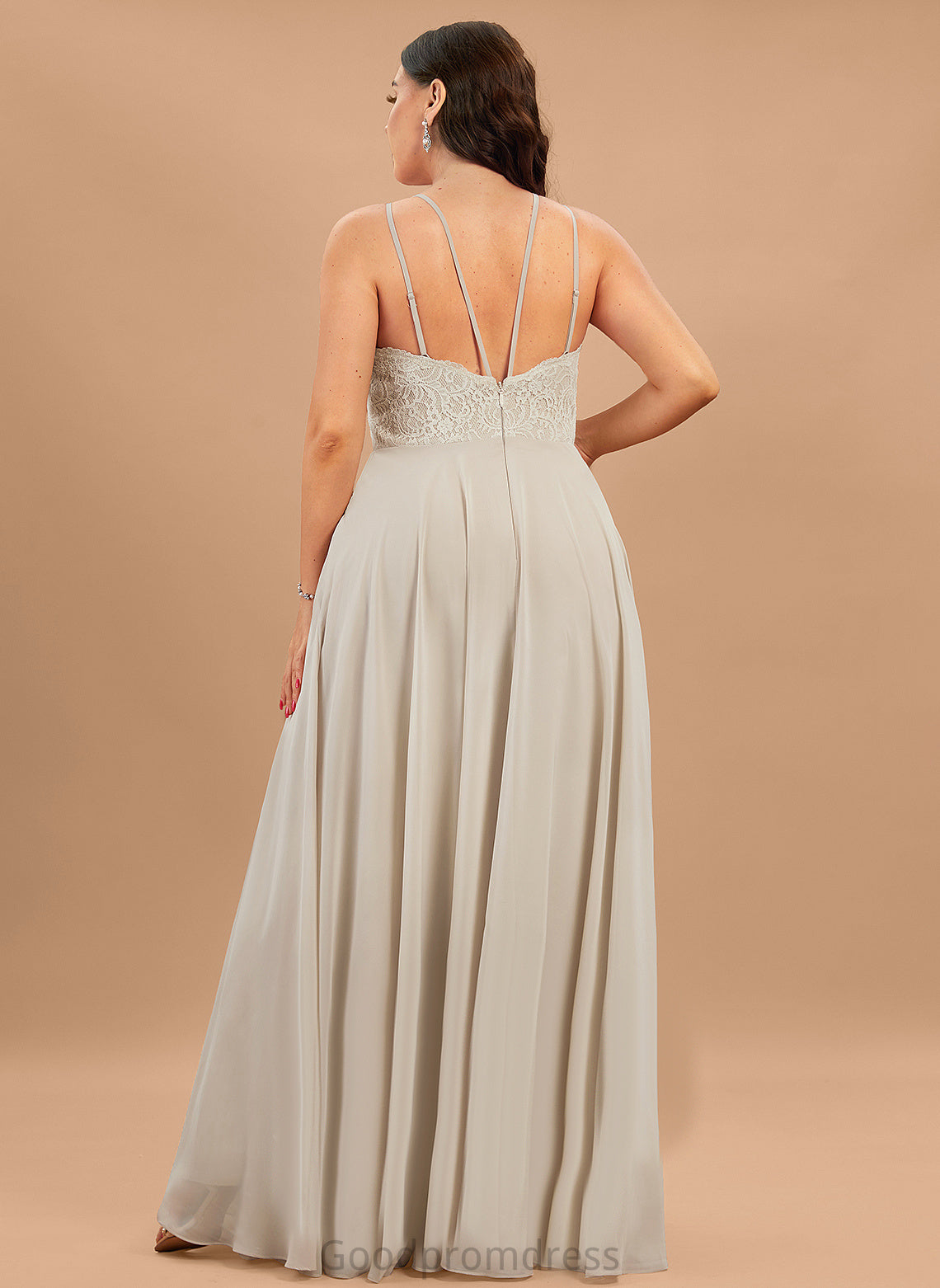 Silhouette Neckline Floor-Length Scoop Fabric A-Line Length Lace Straps&Sleeves Mayra Natural Waist Floor Length Bridesmaid Dresses