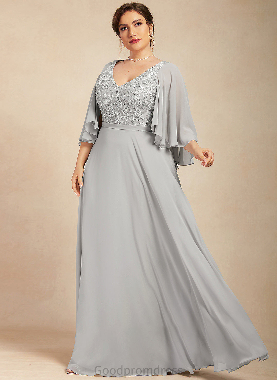 of Lace the With Eden Mother of the Bride Dresses Beading Mother Chiffon A-Line Bride Dress V-neck Floor-Length Sequins