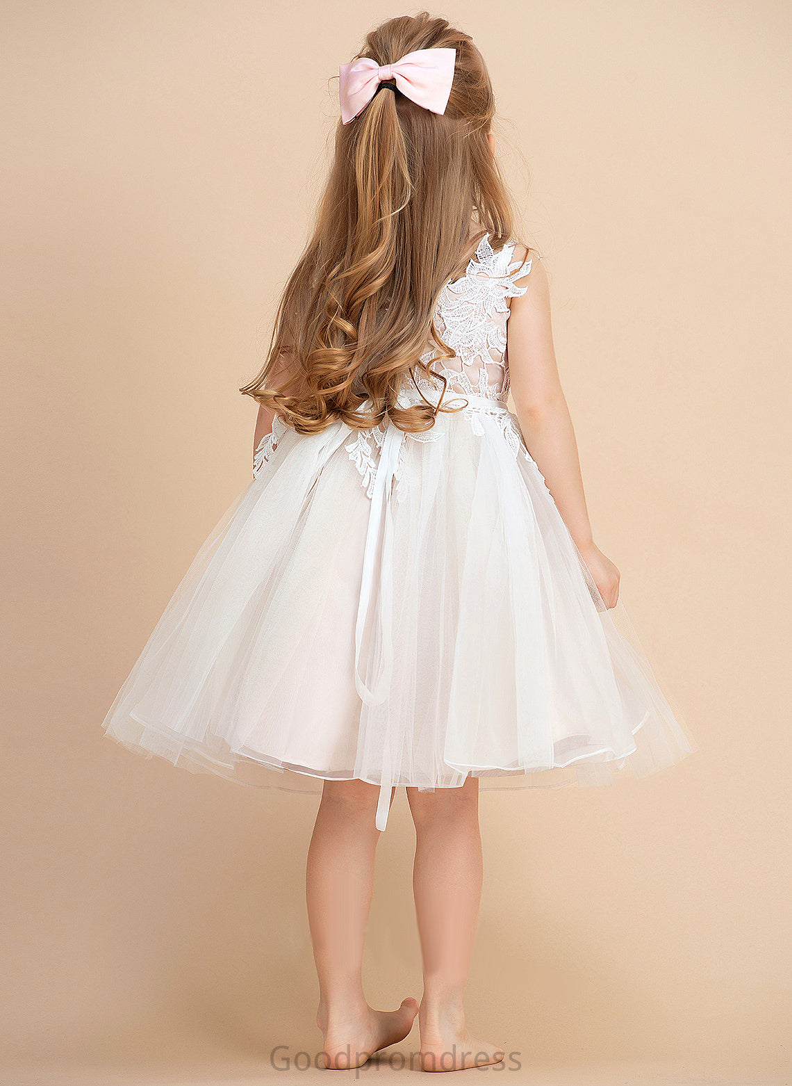 Flower Girl Dresses Dress V-neck/Straps Knee-length Flower Girl - Tulle/Lace Sleeveless A-Line Jaden