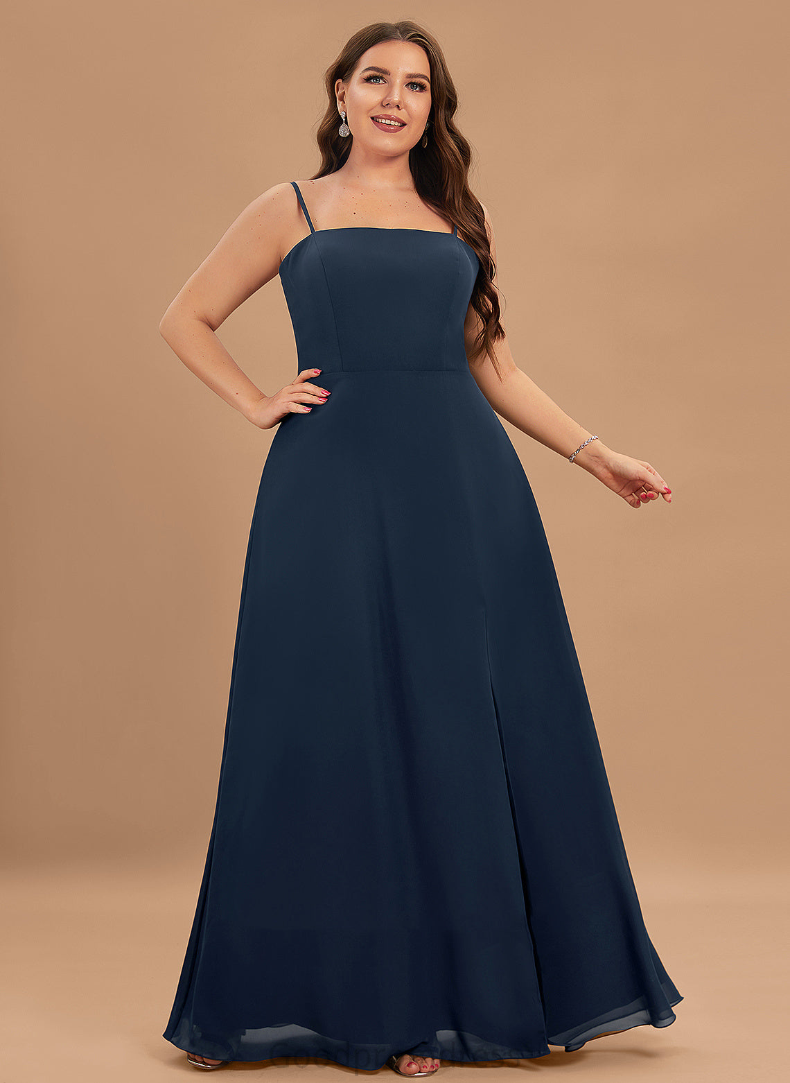 Neckline A-Line SquareNeckline SplitFront Embellishment Length Floor-Length Silhouette Fabric Marie Scoop Natural Waist Bridesmaid Dresses