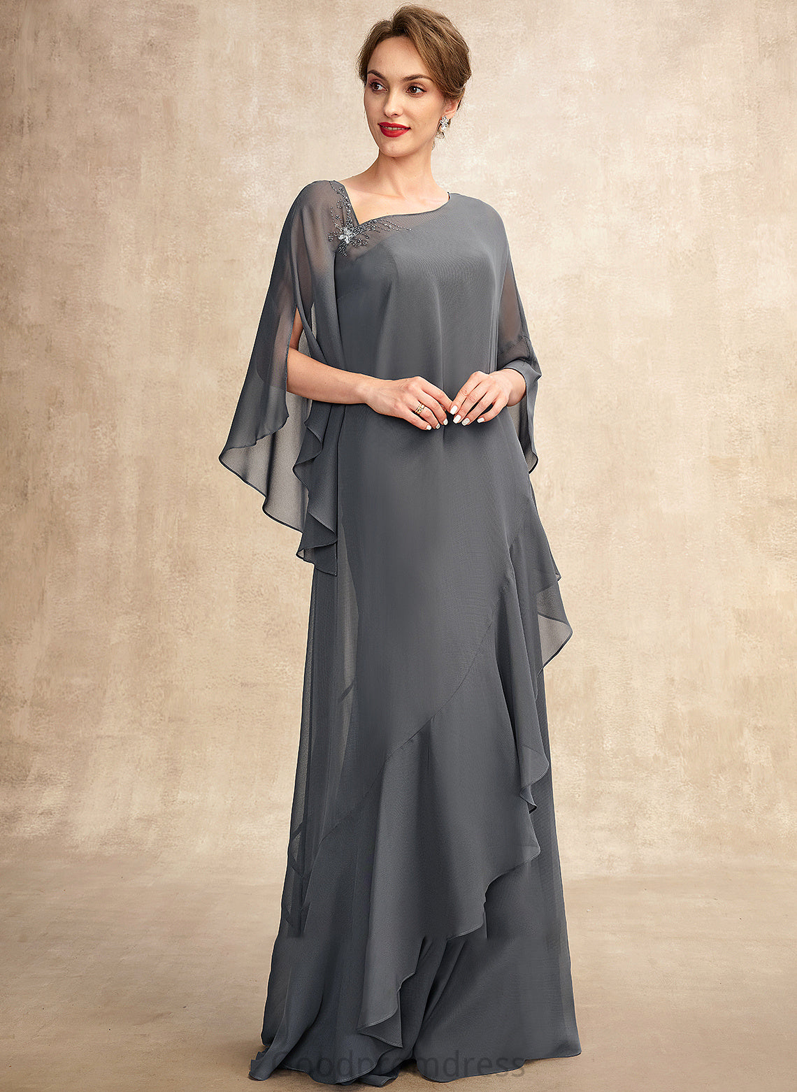 Floor-Length Dress Mother Sheath/Column Mother of the Bride Dresses Bride Sienna One-Shoulder Chiffon of the