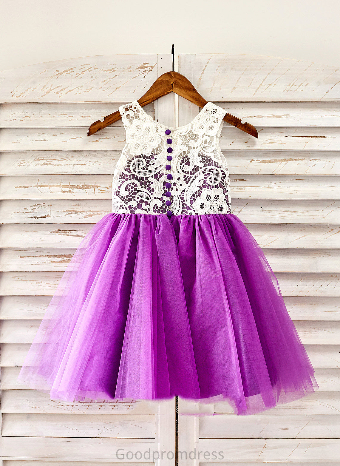 Sleeveless Tulle Lace Girl Dress With Knee-length A-Line - Lucy Flower Flower Girl Dresses Scoop Neck