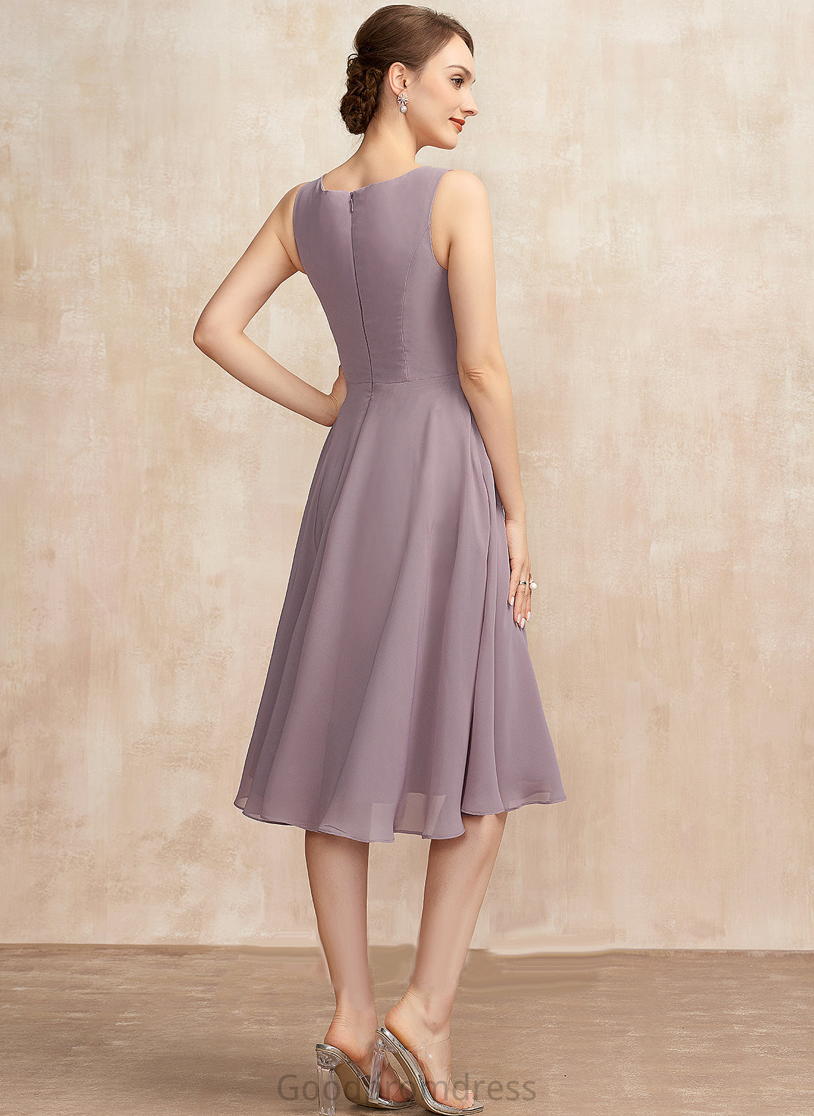 Bride Mother of the Bride Dresses Chiffon Neckline Square the Mother Arely Dress of Knee-Length A-Line