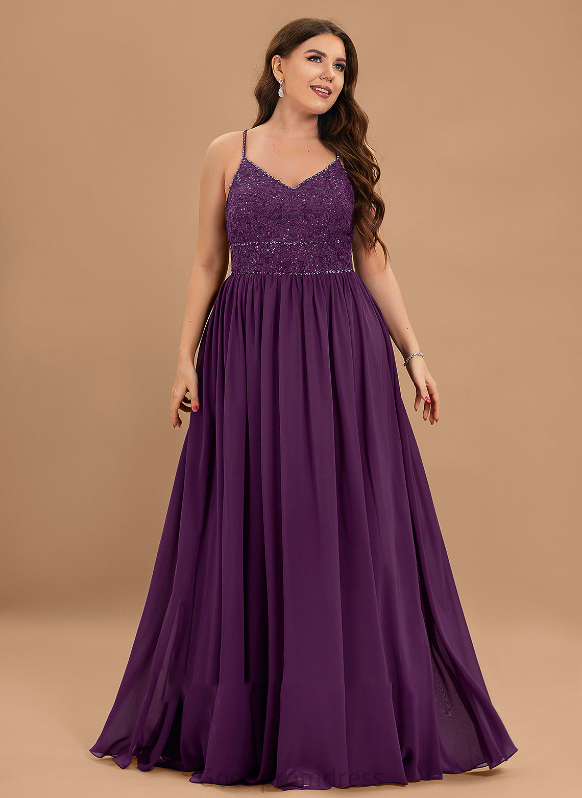 Chiffon Sequins V-neck Beading Cierra With A-Line Prom Dresses Lace Floor-Length