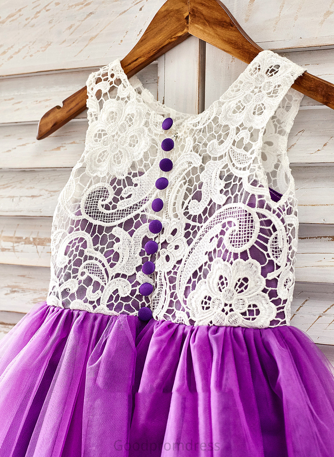 Sleeveless Tulle Lace Girl Dress With Knee-length A-Line - Lucy Flower Flower Girl Dresses Scoop Neck