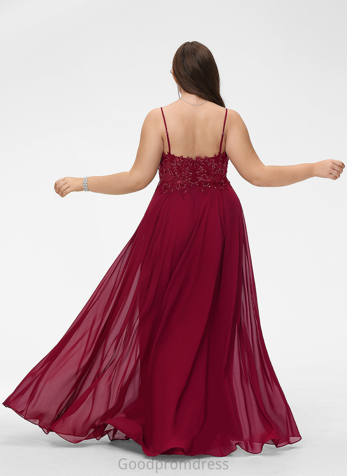 Riley Prom Dresses A-Line V-neck With Sequins Floor-Length Chiffon Lace