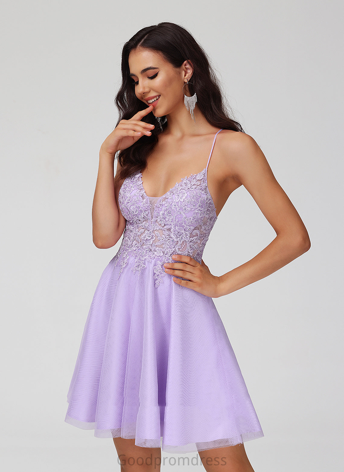 Dress Beading With Tulle V-neck Lace Homecoming Short/Mini A-Line Homecoming Dresses Roberta