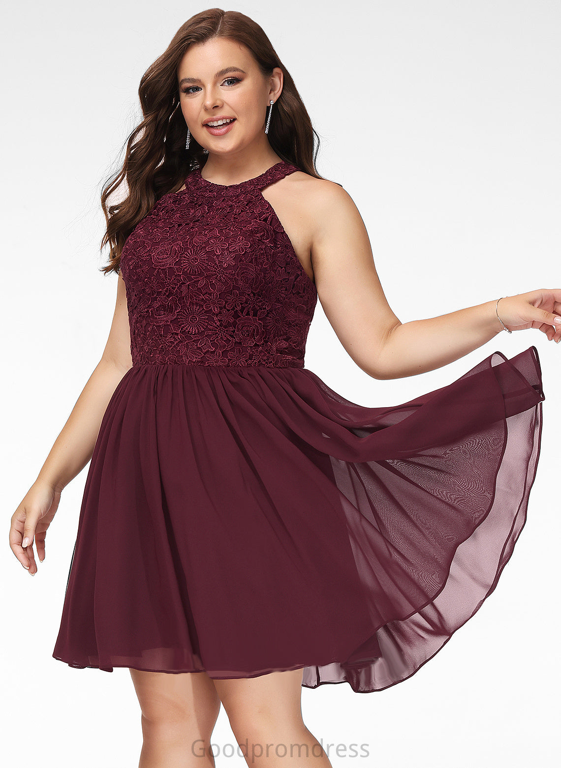 Lace A-Line Scoop Chiffon Tania Short/Mini Prom Dresses