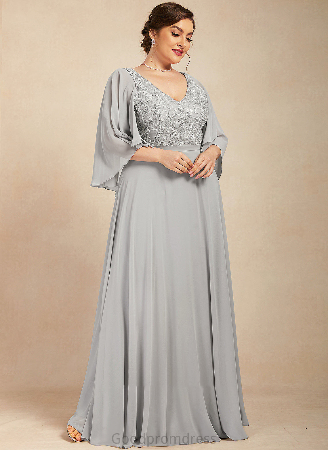 of Lace the With Eden Mother of the Bride Dresses Beading Mother Chiffon A-Line Bride Dress V-neck Floor-Length Sequins